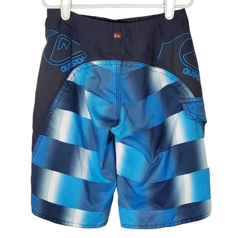 K1268 * Quicksilver Boys Board Shorts Blue Navy White Size 5